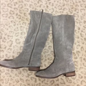 Sole Society gray suede knee high boots.